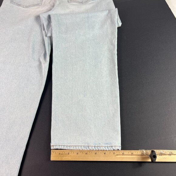 American Eagle Jean Women 32x31* Highest Rise Baggy Straight Blue Denim Tag 10 R - Picture 11 of 16